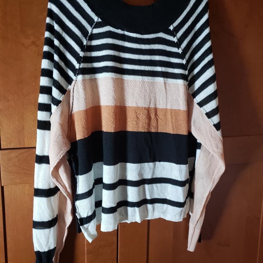 NEW Dex Black, Cream, and Tan Striped Sweater